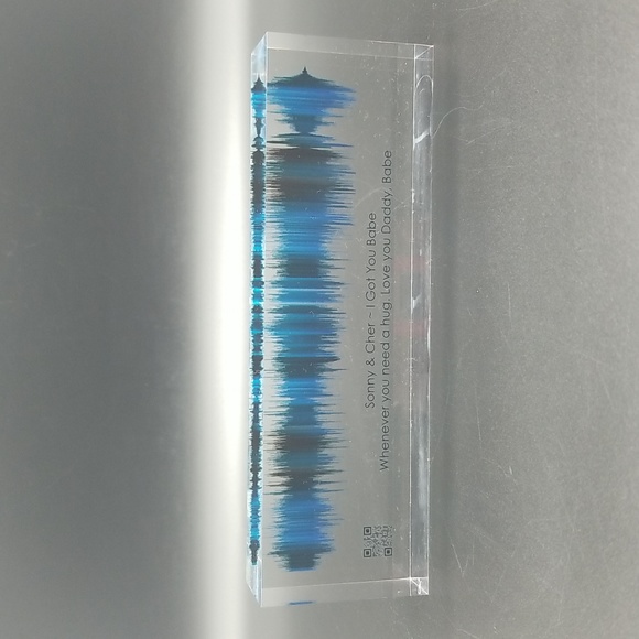 Hand Crafted Acrylic Soundwave Art with Scannable Qr Code with Sonny & Cher Song - Picture 3 of 10